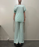 Chic Two-Piece Straight-Leg Suit with Asymmetrical Sleeve Design