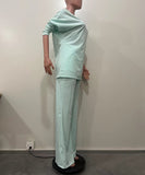 Chic Two-Piece Straight-Leg Suit with Asymmetrical Sleeve Design