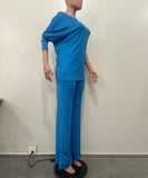 Chic Two-Piece Straight-Leg Suit with Asymmetrical Sleeve Design