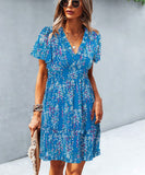 Casual Vacation Style Floral Print Half Skirt Dress for Women