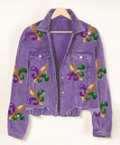 Classic Relaxed Fit Iridescent Sequin Jacket Coat Luxe