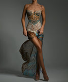 Sexy Spaghetti-Strap Split Halter Dress Versatile Eveningwear Silhouette Enhancer For Elegant Evenings