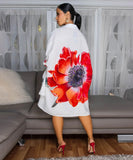 Classic Printed Shirt Dress With Lapel Collar Slim Fit