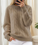 Relaxed Round Neck Sweater Top For Women Casual Everyday