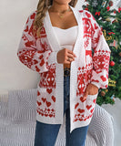 Classic Relaxed Christmas Deer Pattern Long Sleeve Cardigan