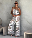 Relaxed Halter Top And Wide Leg Pants Two Piece Set