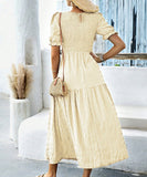 Casual Leaf-Sleeved Fitted Long Dress for Women in Multiple Colors