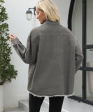 Collarless Long Sleeve Women's Coat in Solid Colors