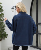 Collarless Long Sleeve Women's Coat in Solid Colors
