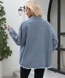 Collarless Long Sleeve Women's Coat in Solid Colors