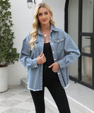 Collarless Long Sleeve Women's Coat in Solid Colors