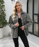Collarless Long Sleeve Women's Coat in Solid Colors