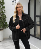 Collarless Long Sleeve Women's Coat in Solid Colors