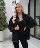 Collarless Long Sleeve Women's Coat in Solid Colors