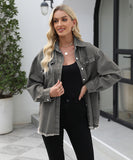 Collarless Long Sleeve Women's Coat in Solid Colors