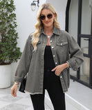 Collarless Long Sleeve Women's Coat in Solid Colors