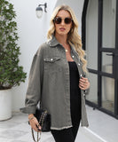 Collarless Long Sleeve Women's Coat in Solid Colors