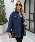 Collarless Long Sleeve Women's Coat in Solid Colors