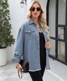 Collarless Long Sleeve Women's Coat in Solid Colors