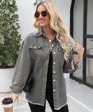 Collarless Long Sleeve Women's Coat in Solid Colors