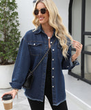 Collarless Long Sleeve Women's Coat in Solid Colors