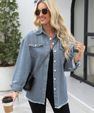 Collarless Long Sleeve Women's Coat in Solid Colors