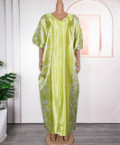 Plus Size Middle Eastern Style Long Robe Color-Block Printed Dress With Elegant Draping