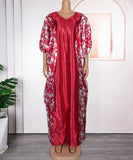 Plus Size Middle Eastern Style Long Robe Color-Block Printed Dress With Elegant Draping
