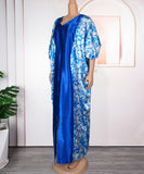 Plus Size Middle Eastern Style Long Robe Color-Block Printed Dress With Elegant Draping