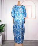 Plus Size Middle Eastern Style Long Robe Color-Block Printed Dress With Elegant Draping