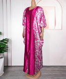 Plus Size Middle Eastern Style Long Robe Color-Block Printed Dress With Elegant Draping