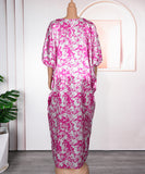 Plus Size Middle Eastern Style Long Robe Color-Block Printed Dress With Elegant Draping