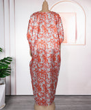 Plus Size Middle Eastern Style Long Robe Color-Block Printed Dress With Elegant Draping