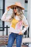 Chic Bow-Accented Color Block Sweater