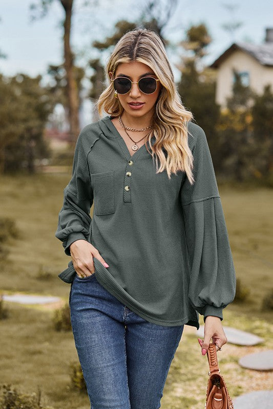 Hooded Long Sleeve Pullover T-Shirt in Solid Colors