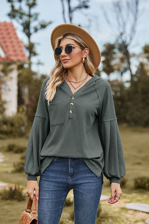 Hooded Long Sleeve Pullover T-Shirt in Solid Colors