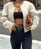 Solid Color Blazer for Women Long Sleeve Nylon Blend Chic