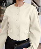 Solid Color Blazer for Women Long Sleeve Nylon Blend Chic