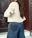 Solid Color Blazer for Women Long Sleeve Nylon Blend Chic