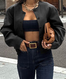 Solid Color Blazer for Women Long Sleeve Nylon Blend Chic