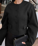 Solid Color Blazer for Women Long Sleeve Nylon Blend Chic