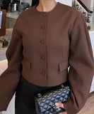 Solid Color Blazer for Women Long Sleeve Nylon Blend Chic