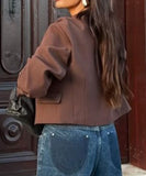 Solid Color Blazer for Women Long Sleeve Nylon Blend Chic