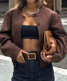 Solid Color Blazer for Women Long Sleeve Nylon Blend Chic