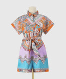 Stylish Printed Short-Sleeved Jumpsuit for Effortless Summer Fashion