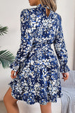 Elegant Peplum Dress with Stand-Up Collar and Tailored Waist