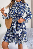 Elegant Peplum Dress with Stand-Up Collar and Tailored Waist