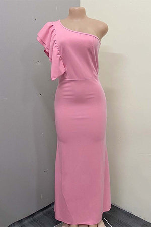 Chic High-Waist Solid Skirt with Elegant Sloping Shoulders