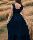 Ruffled Edge Off The Shoulder Dress In Solid Color Now