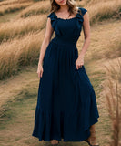 Ruffled Edge Off The Shoulder Dress In Solid Color Now